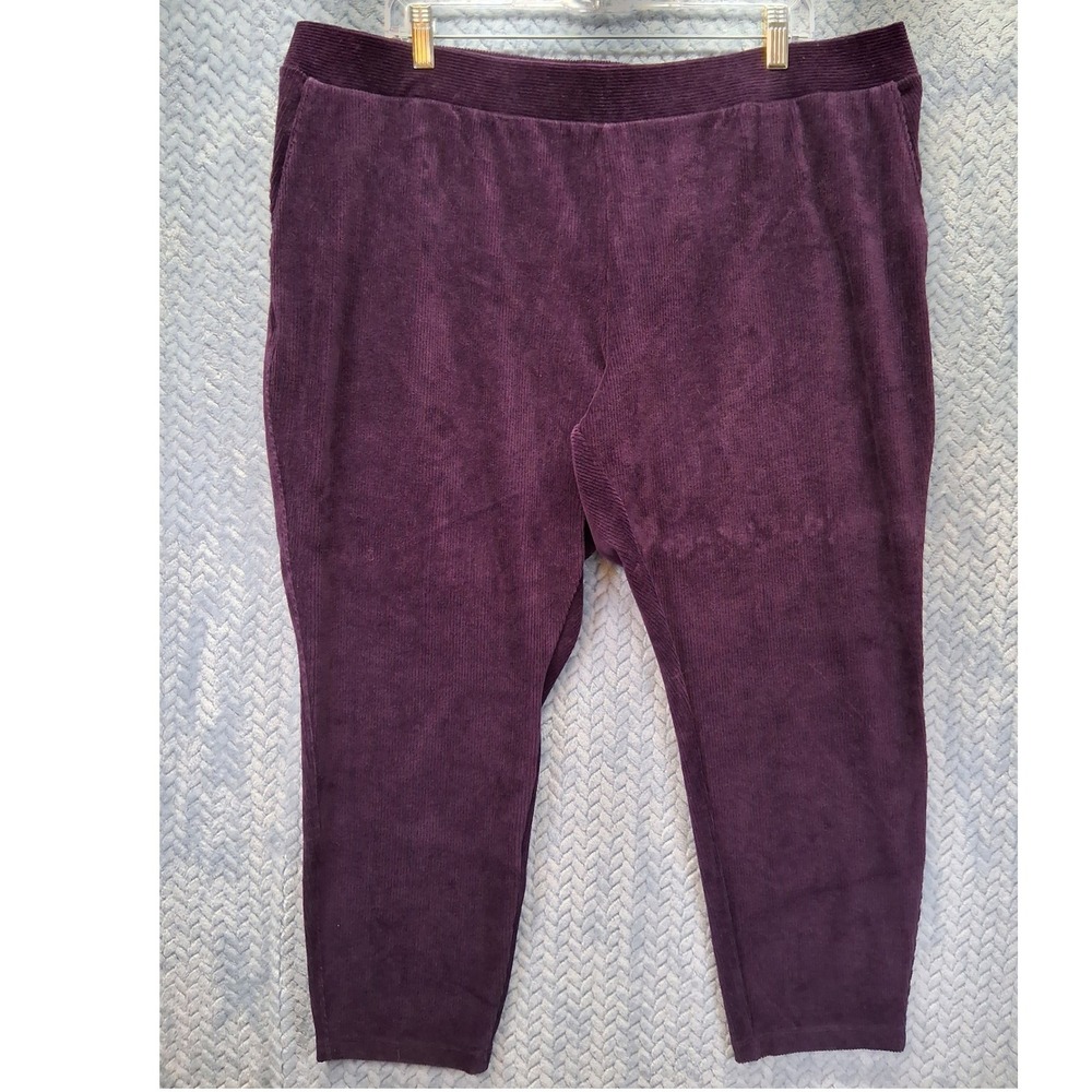 Lands' End Sport Corduroy Leggings Dark Purple Plus 3X Petite 24W-26W 422433